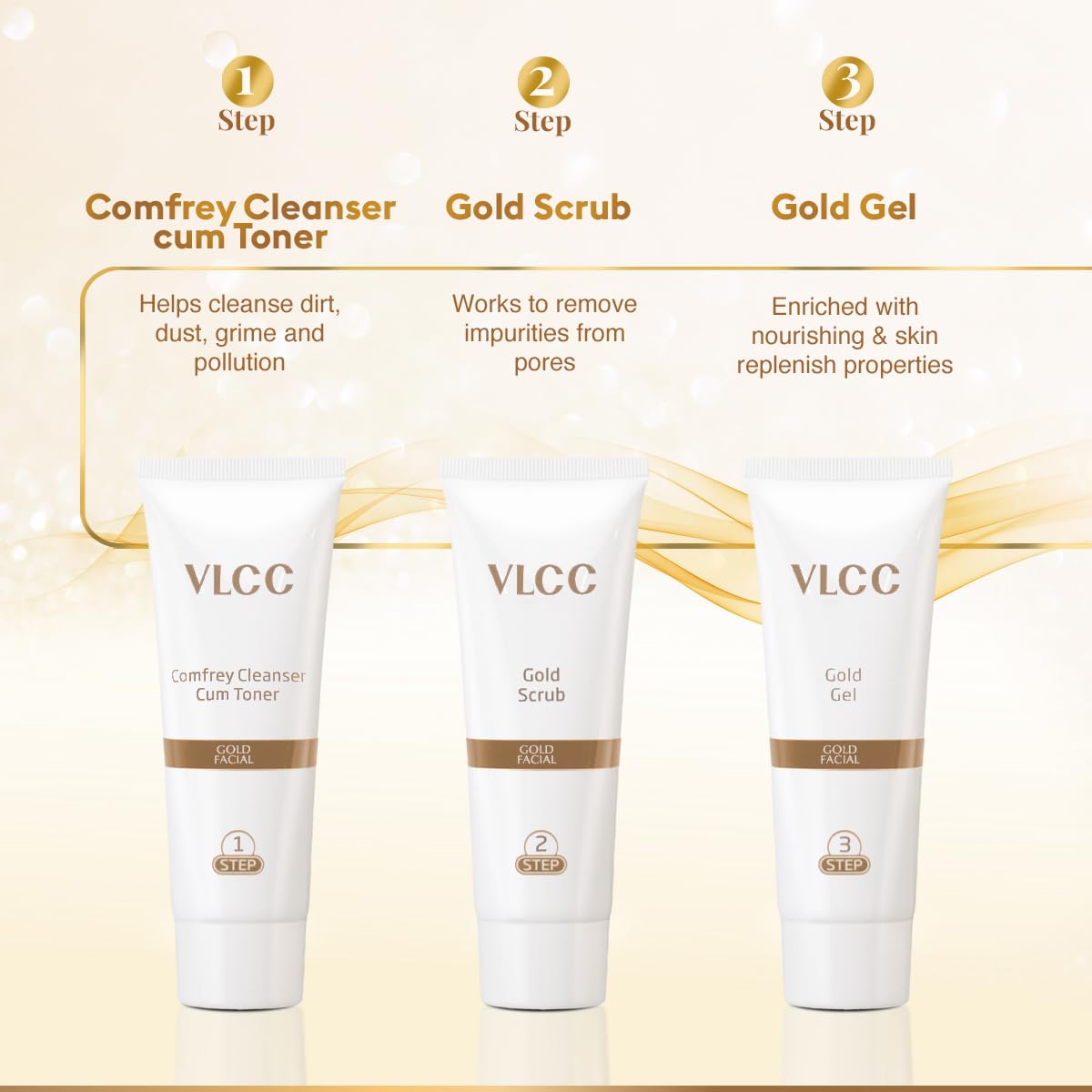 VLCC Gold Facial Kit, Bright & Glowing Skin - 60g