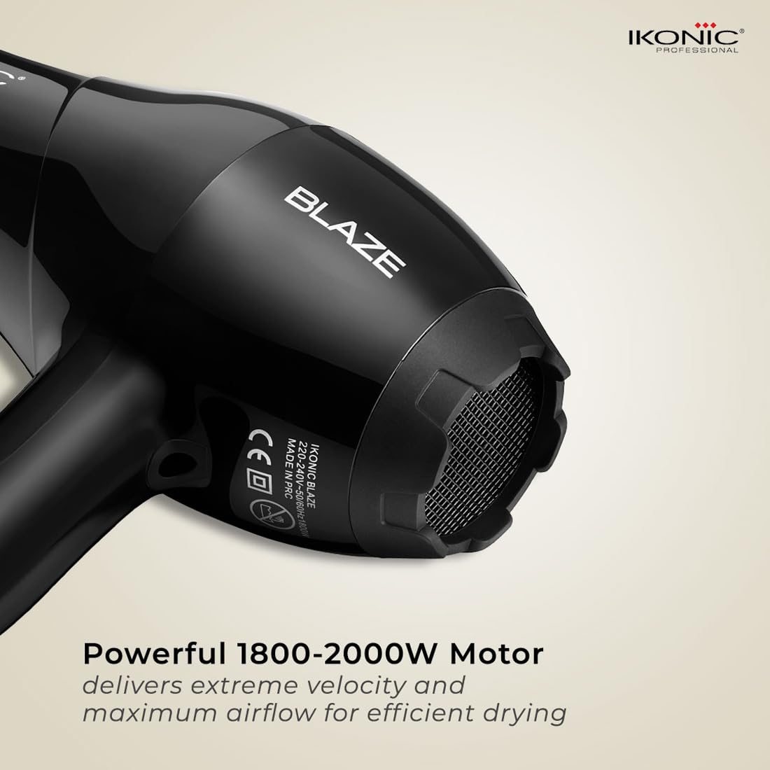 Ikonic Blaze Hair Dryer – 1800W Black Professional Blow Dryer