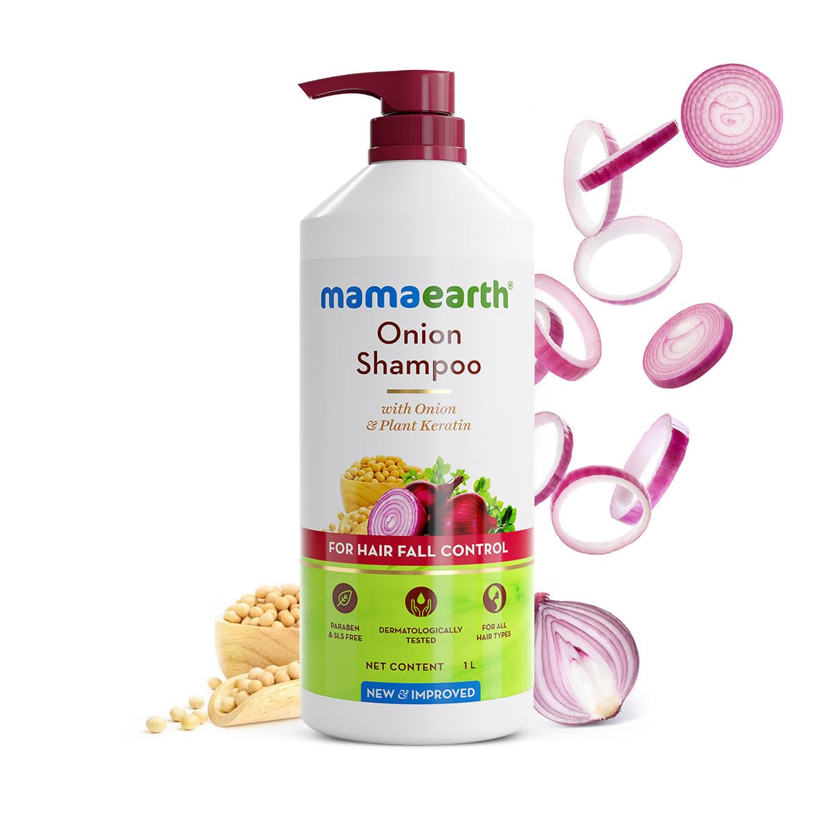 Mamaearth Onion Shampoo for Hair Growth & Hair Fall Control – 1 Litre