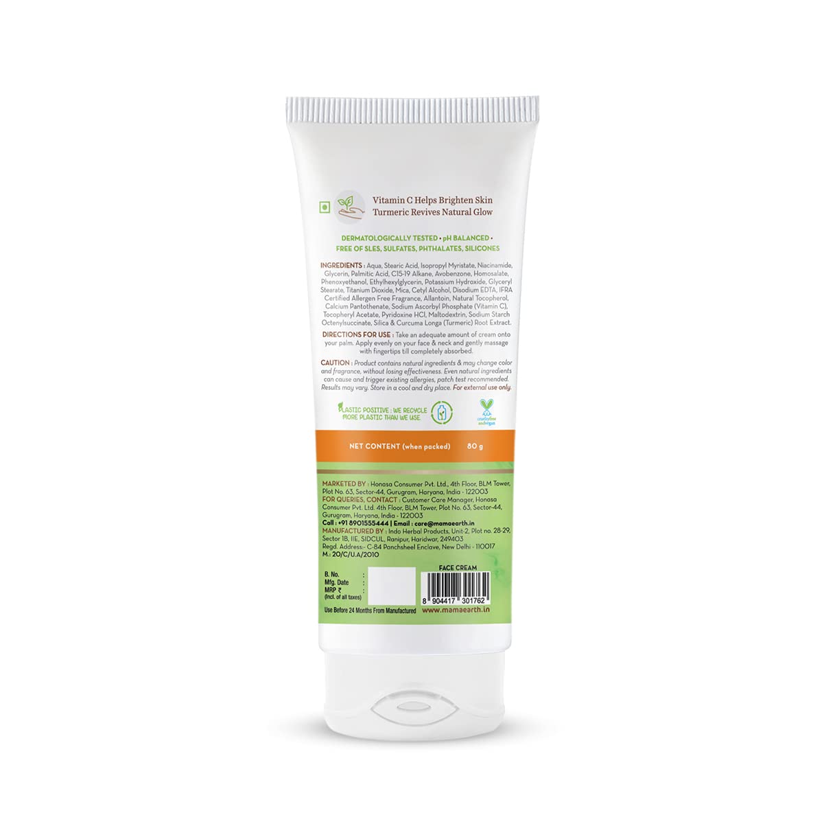 Mamaearth Vitamin C Daily Glow Face Cream – Brightening Moisturizer for Glowing Skin (80g)