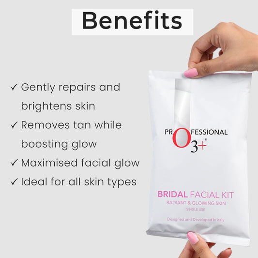 O3 facial kit products inside cleanser scrub cream pack
