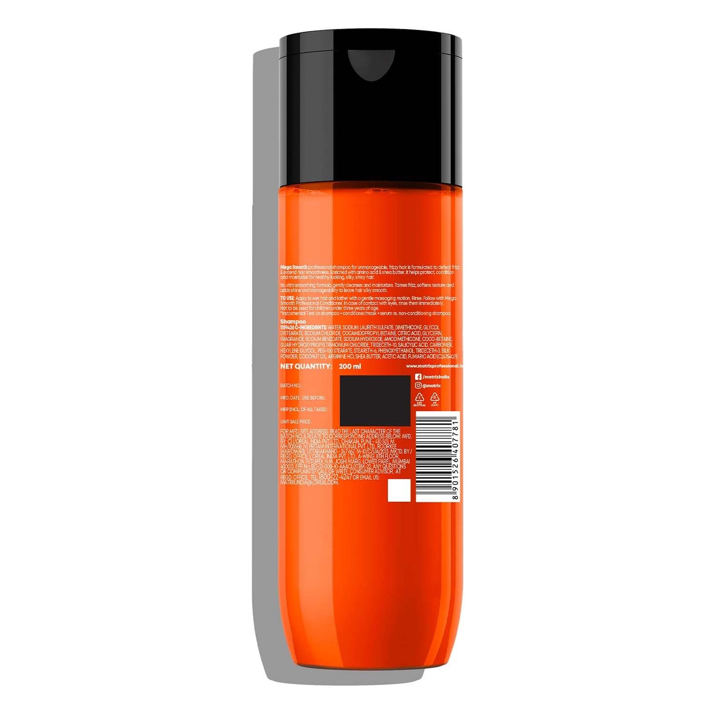 Matrix Mega Smooth Professional Shampoo with Shea Butter & Amino Acids, for Frizzy Hair | For All Hair Types | Paraben Free