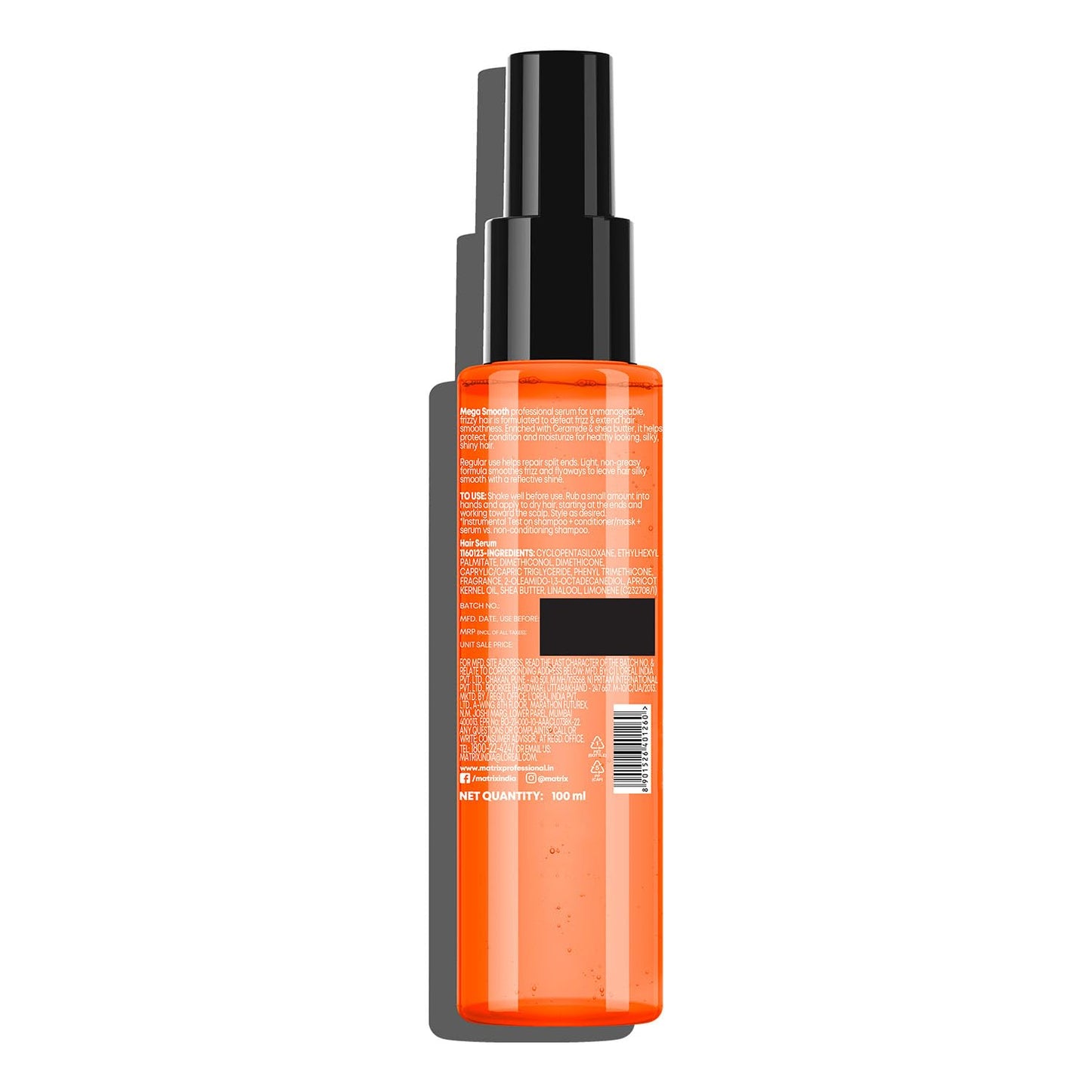 MATRIX Mega Smooth Anti-Frizz Serum with Shea Butter and Ceramides| For All Hair Types | 100ml