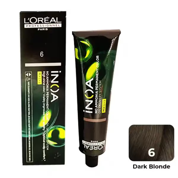 L'oreal Professionnel Paris INOA Ammonia-free Permanent Hair Color - 6 (Dark Blonde) 60Gm Click Beauty