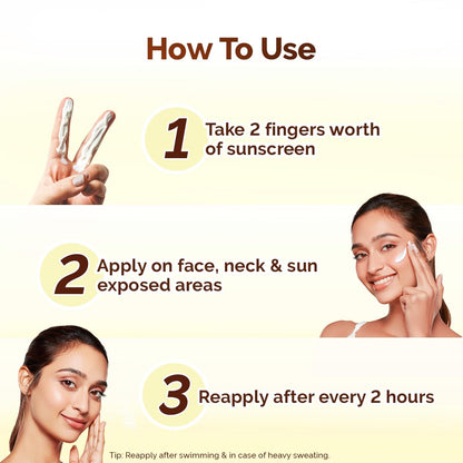 Mamaearth Vitamin C Daily Glow Sunscreen with Vitamin C & Turmeric | For Sun Protection, Tan Protection & Glow | SPF 50 & PA++++ Protection | No White Cast | Lightweight & Non-Sticky | Brightens Skin | In-Vivo Tested | For All Skin Types | 50 g