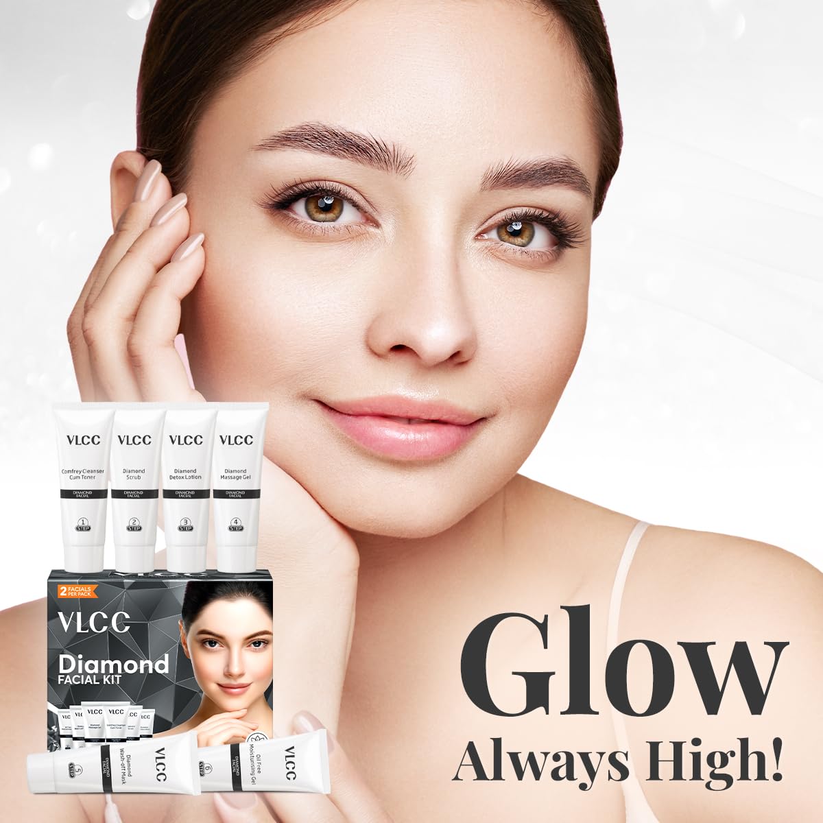 VLCC Diamond Facial Kit - 60g | Instant Glow & Skin Polishing Facial Kit