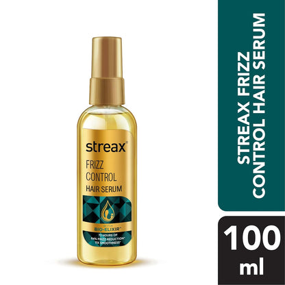Streax Frizz Control Hair Serum for Dry Frizzy Hair- 100 ml, 72hrs Frizz Free Hair, For Women & Men, With Bio – Elixir, 84% Frizz Reduction & 11X smoothness Click Beauty