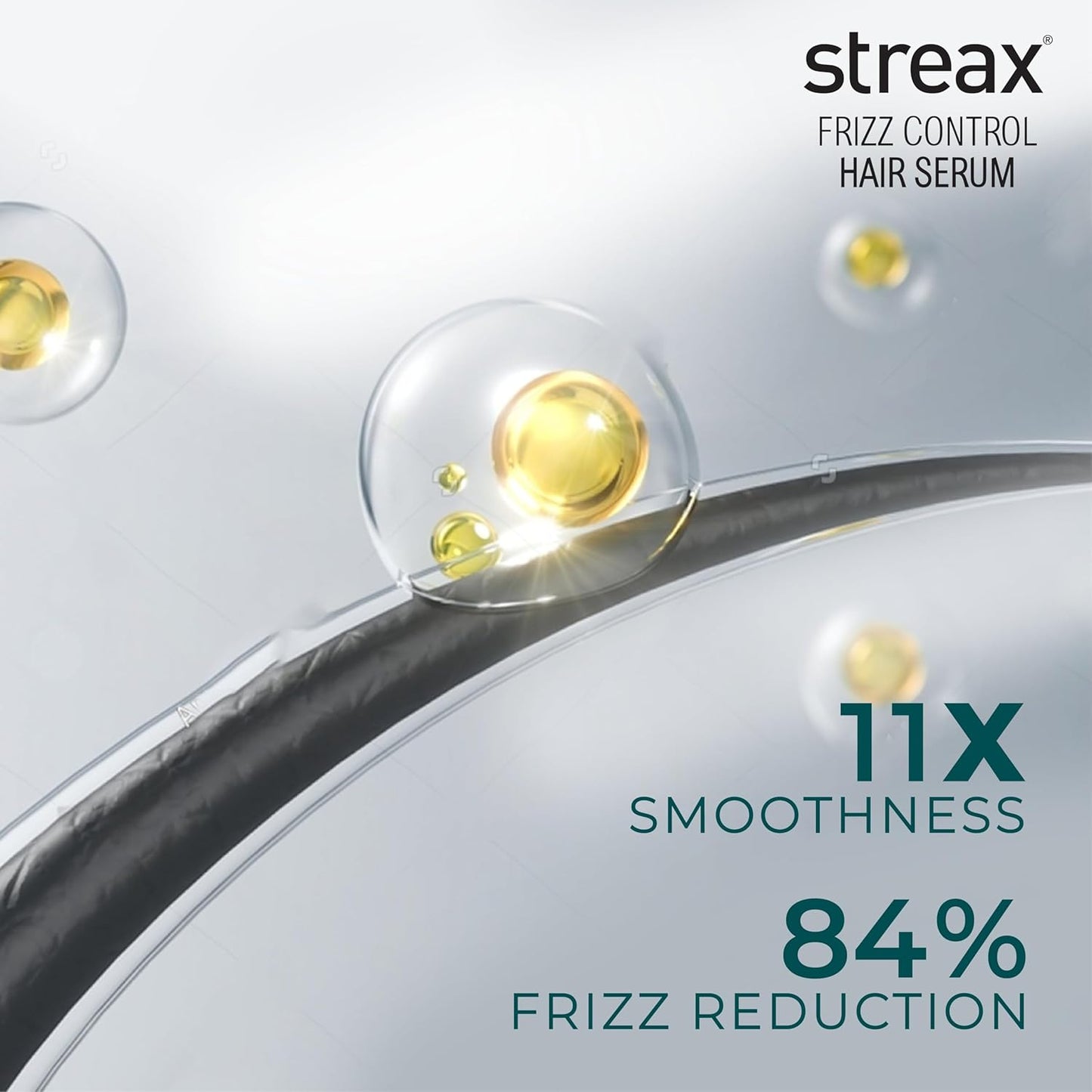 Streax Frizz Control Hair Serum for Dry Frizzy Hair- 100 ml, 72hrs Frizz Free Hair, For Women & Men, With Bio – Elixir, 84% Frizz Reduction & 11X smoothness Click Beauty
