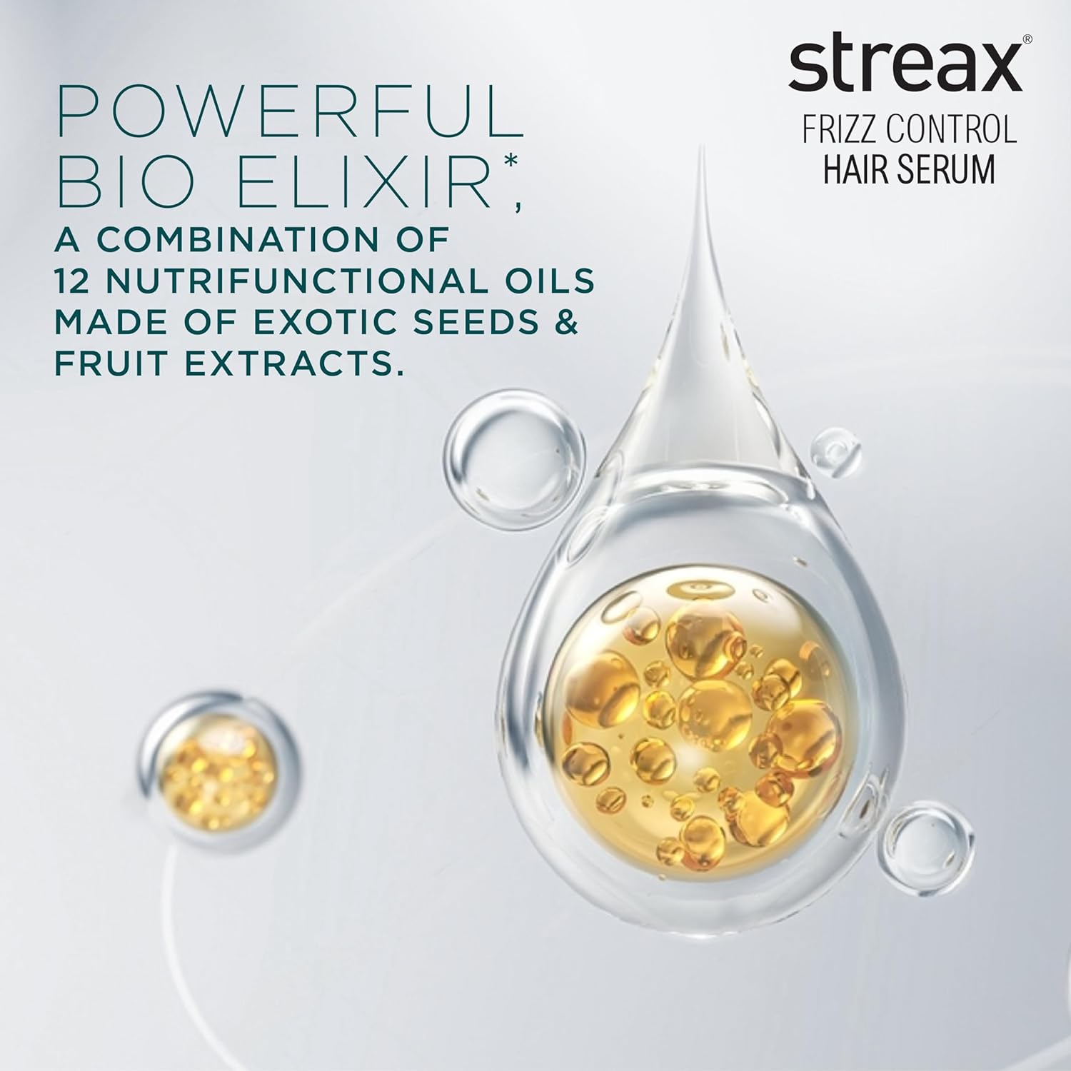 Streax Frizz Control Hair Serum for Dry Frizzy Hair- 100 ml, 72hrs Frizz Free Hair, For Women & Men, With Bio – Elixir, 84% Frizz Reduction & 11X smoothness Click Beauty