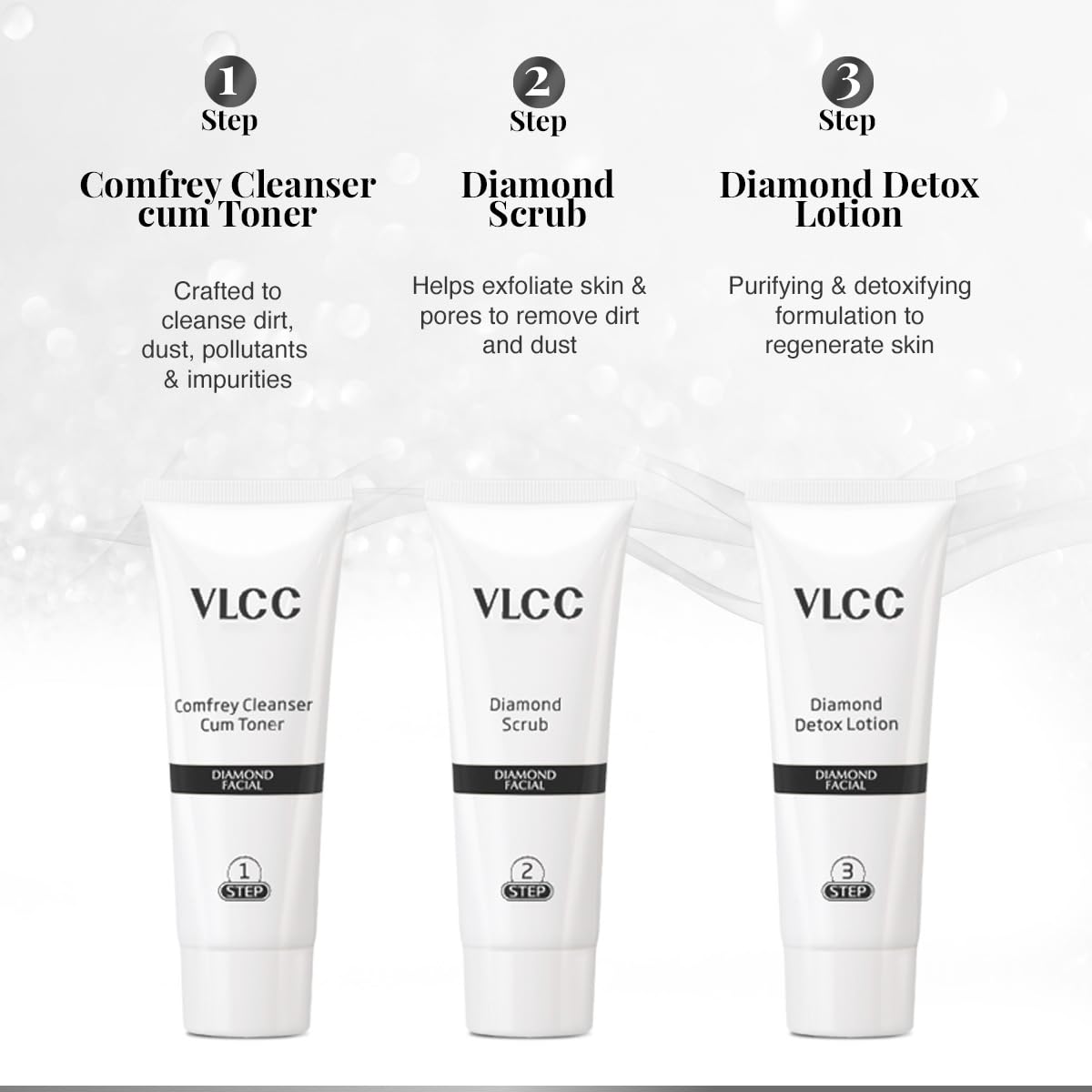 VLCC Diamond Facial Kit - 60g | Instant Glow & Skin Polishing Facial Kit