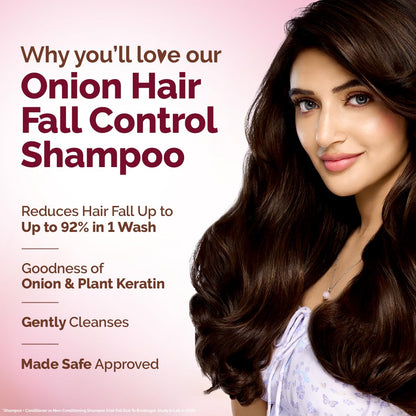 Mamaearth Onion Shampoo for Hair Growth and Hair Fall Control with Onion and Plant Keratin | Reduces Hair Fall | Strengthens & Smoothens Hair | For Men & Women | 250ml