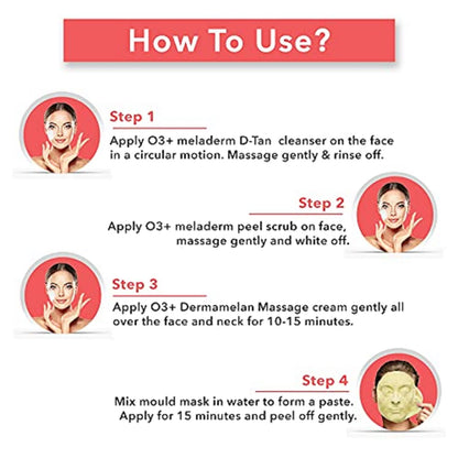 O3+ D-TAN Facial Kit – Tan Removal & Skin Brightening Facial (45g)

How To Use