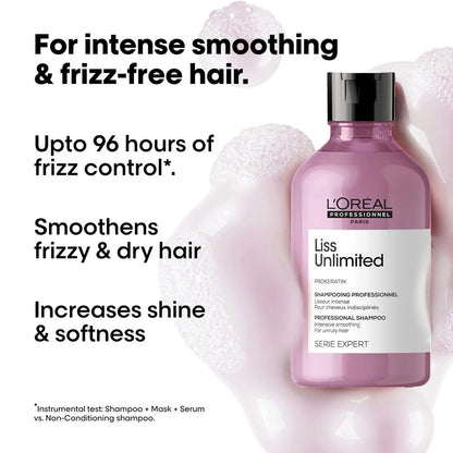 L'Oreal Professionnel Liss Unlimited Shampoo for Frizzy & Unruly Hair With Pro-Keratin (300ml) Click Beauty