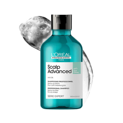 L’Oréal Professionnel Scalp Advanced Anti-Oiliness Shampoo for Oily Scalp, Less scalp sebum, 3% AHA (300ml) Click Beauty