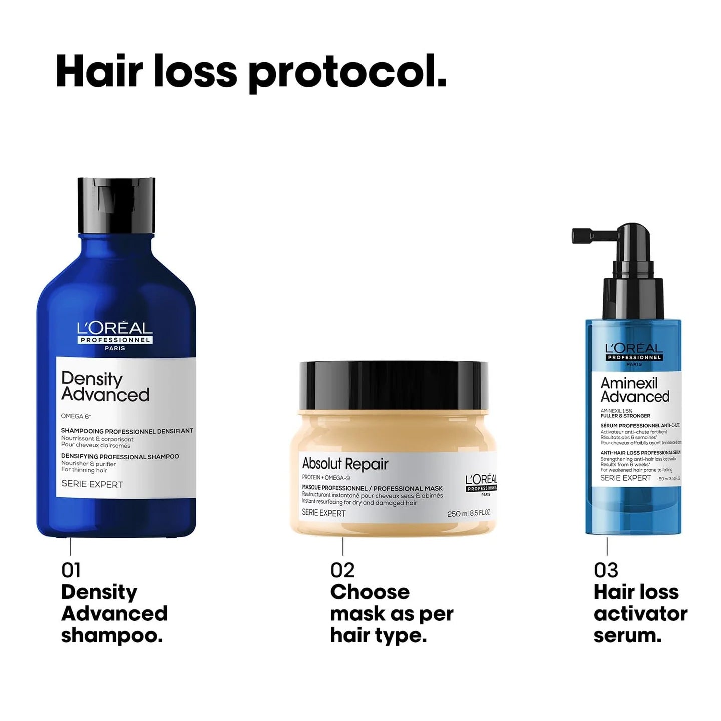 L'Oreal Professionnel Density Advanced Shampoo for Thinning Hair Visibly Increases Volume (300ml) Click Beauty
