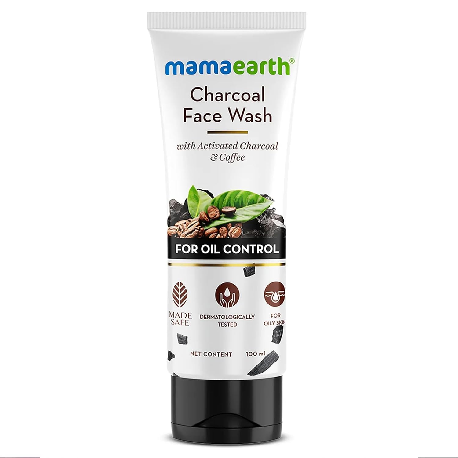 Mamaearth Charcoal Face Wash 100ml for oily skin oil control with activated charcoal and coffee