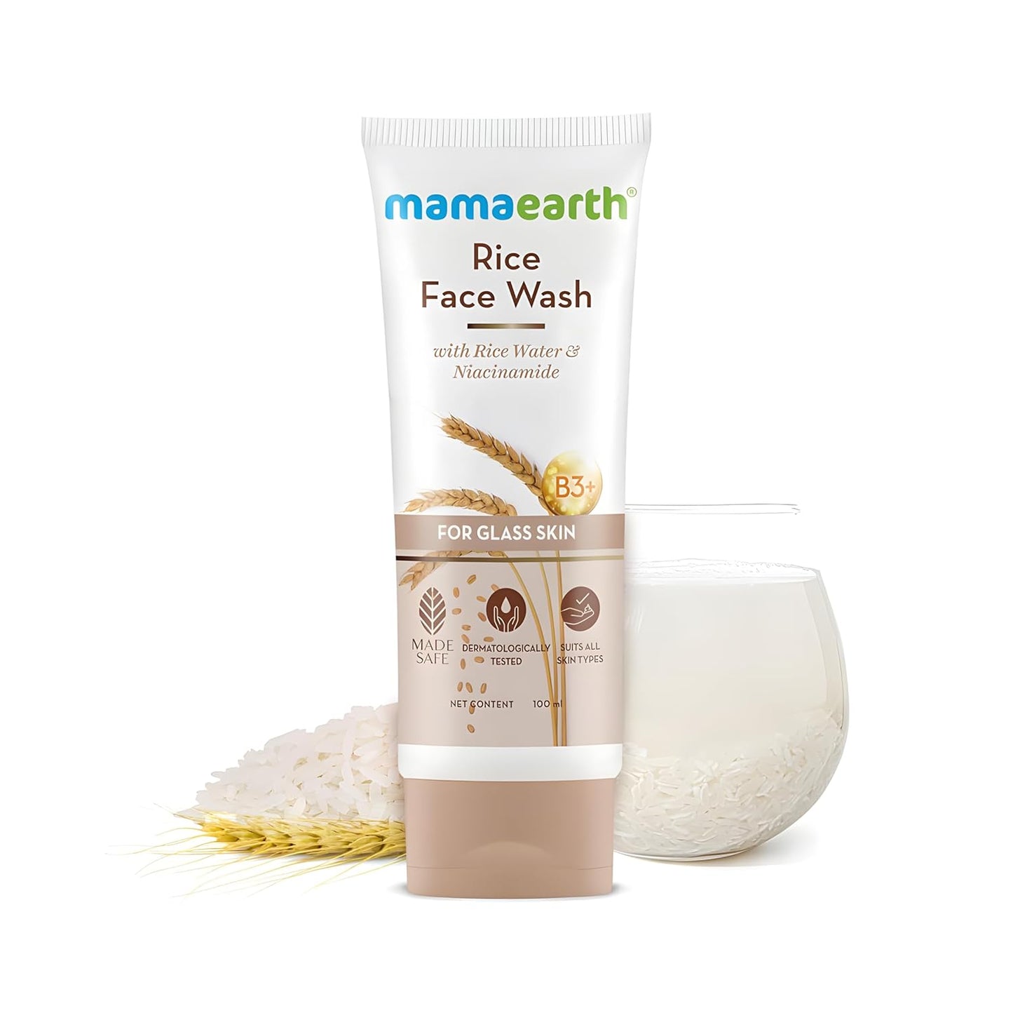 Mamaearth Rice Face Wash – Oil Control & Brightening Cleanser for Oily Skin (100ml) image