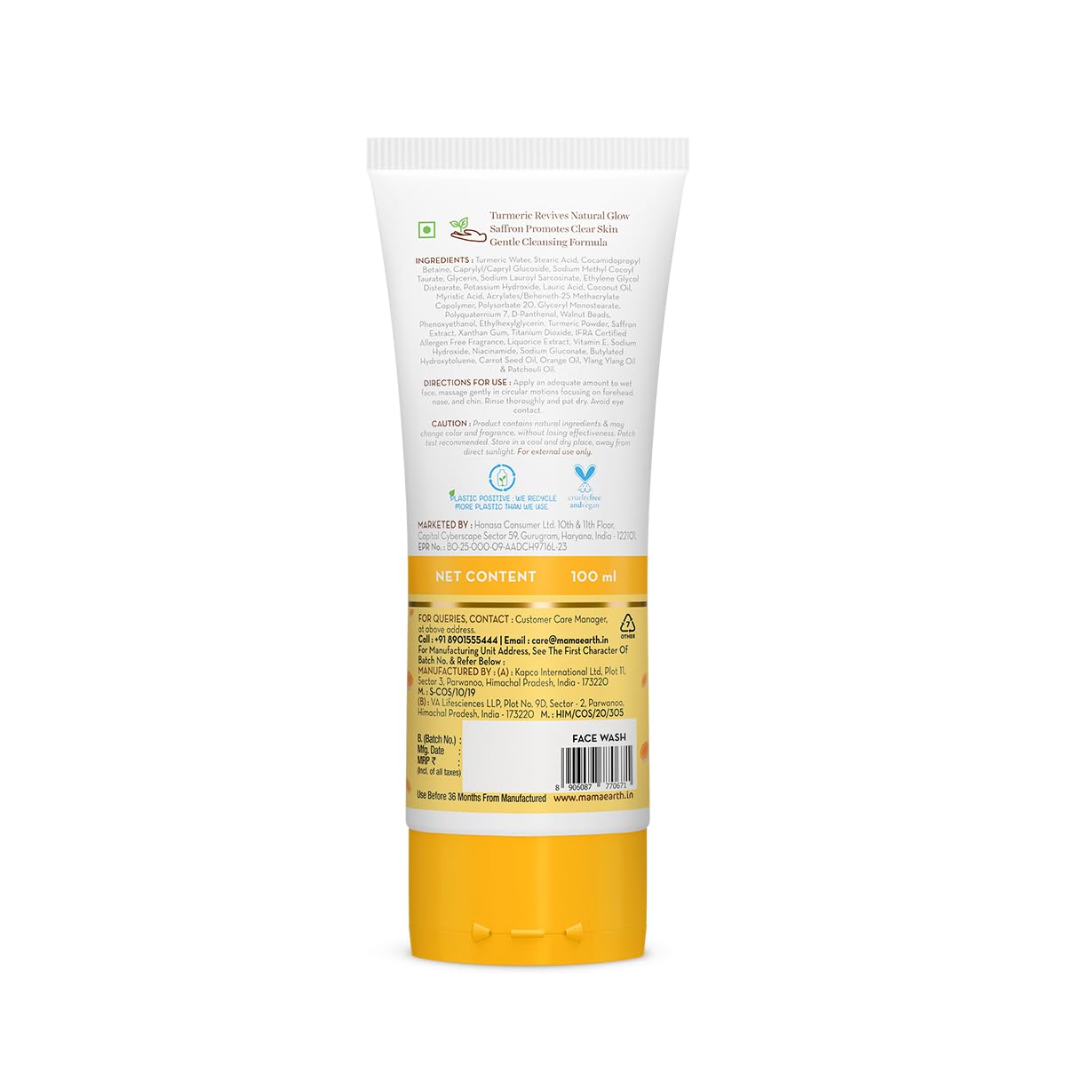 Mamaearth Ubtan Face Wash with Turmeric & Saffron – Natural Glow Cleanser (100ml)