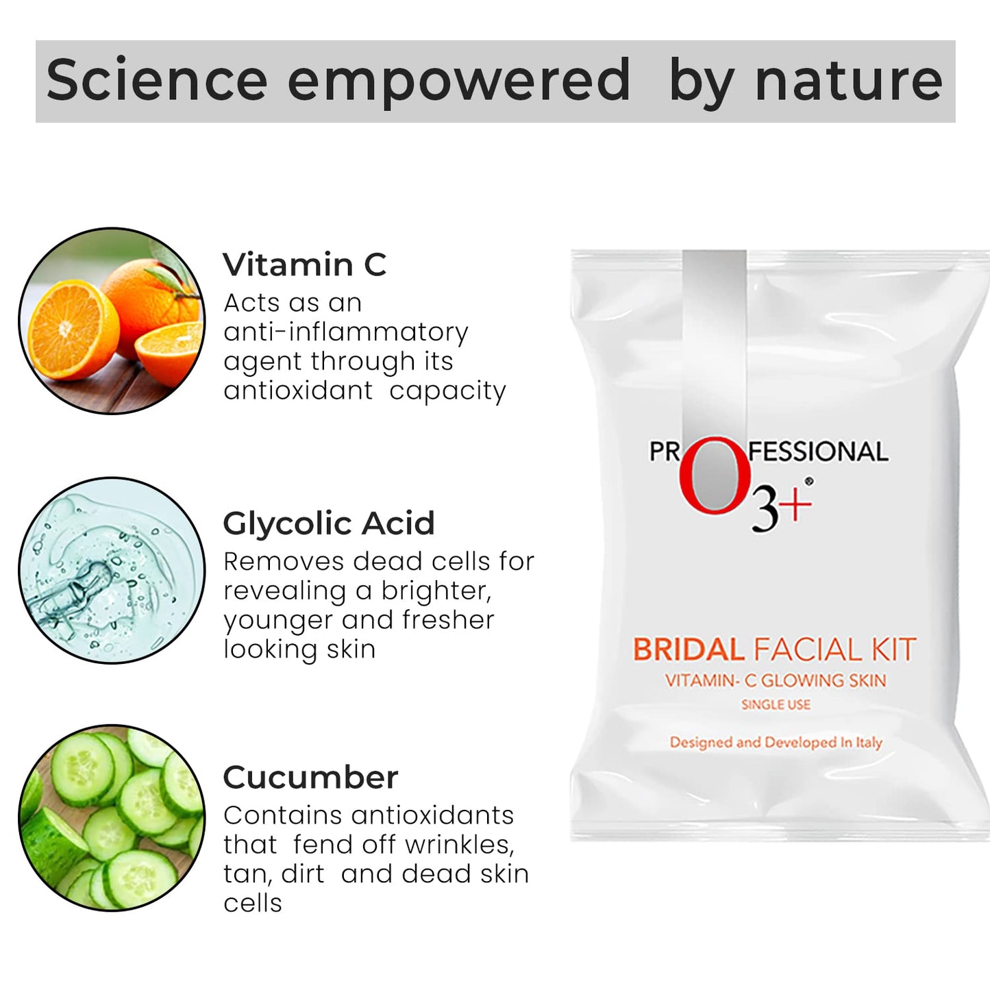 O3+ Bridal Facial Kit Vitamin C for Glowing Skin with Niacinamide | Reduces TAN and Boosts Glow, Ideal for All Skin Types 