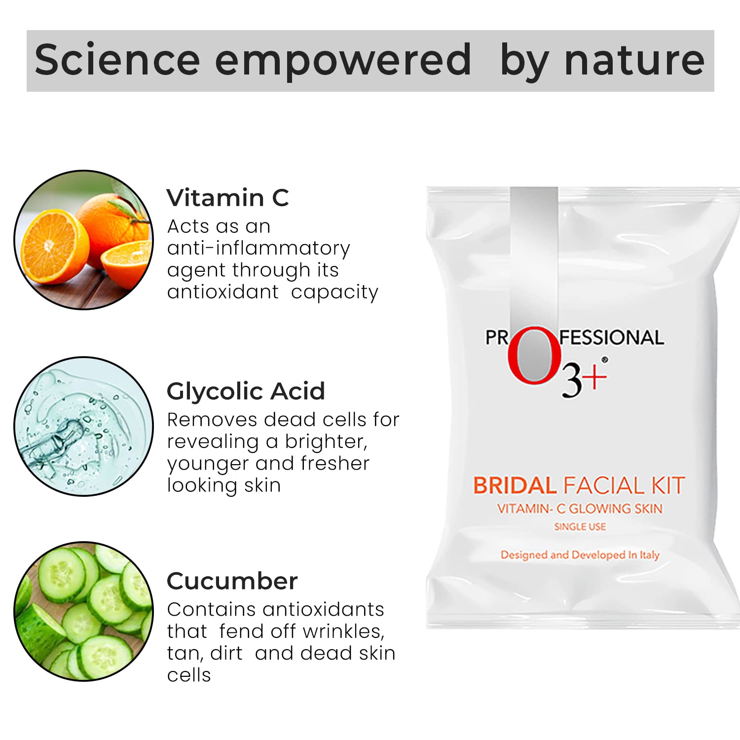 O3+ Bridal Facial Kit Vitamin C for Glowing Skin with Niacinamide | Reduces TAN and Boosts Glow, Ideal for All Skin Types 