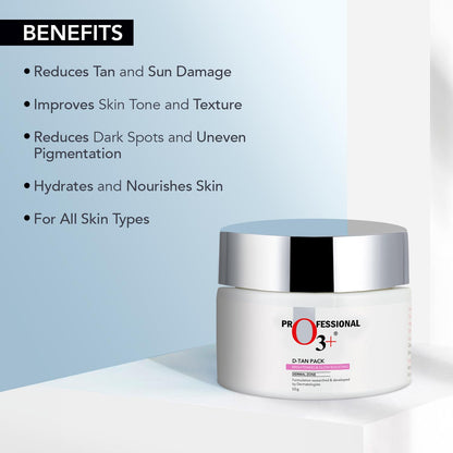 O3+ D-TAN Pack for Instant Tan Removal & Sun Damage Protection Infused with Mint and Eucalyptus Oil Ideal for All Skin Types Click Beauty