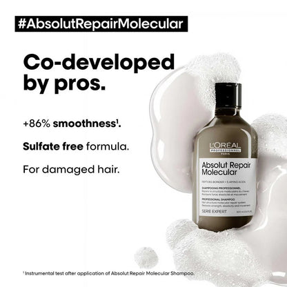 L'Oreal Professionnel Absolut Repair Molecular Sulfate-Free Deep Repair Shampoo For Very Damaged Hair (300ml) Click Beauty