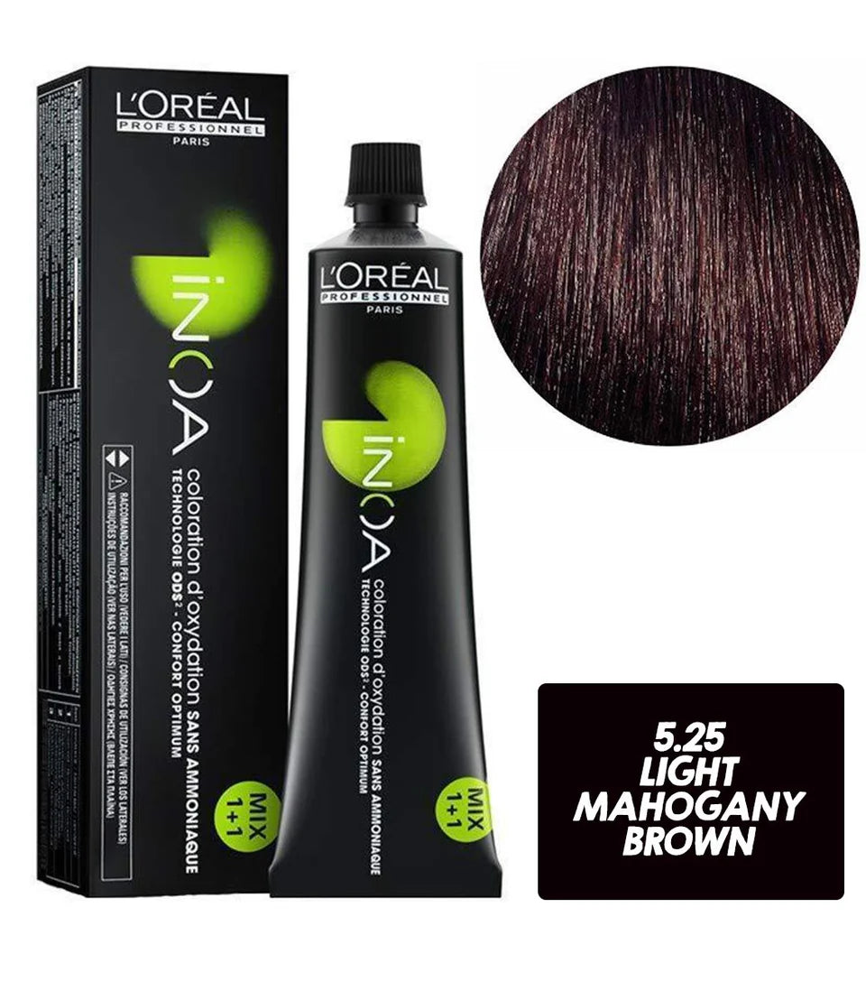 L'oreal Professionnel Paris INOA Ammonia-free Permanent Hair Color - 5.25 (Light Mahogany Brown) Click Beauty