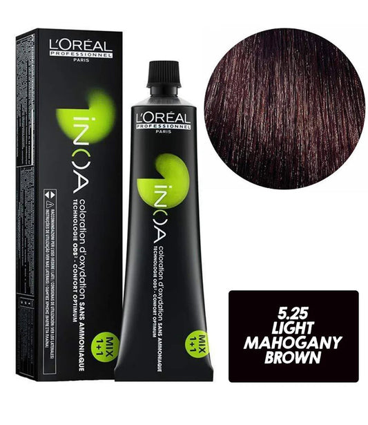 L'oreal Professionnel Paris INOA Ammonia-free Permanent Hair Color - 5.25 (Light Mahogany Brown) Click Beauty