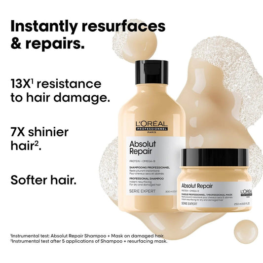 L'Oreal Professionnel Serie Expert Absolut Repair Shampoo 300ml & Hair Mask 250gm (Combo) Click Beauty