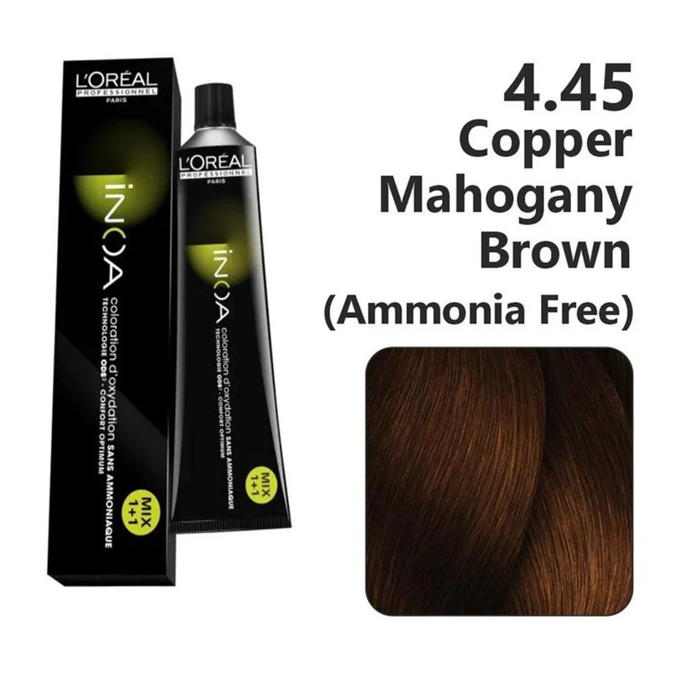 L'oreal Professionnel Paris INOA Ammonia-free Permanent Hair Color - 4.45 (Copper Mahogany Brown) (60gm) Click Beauty