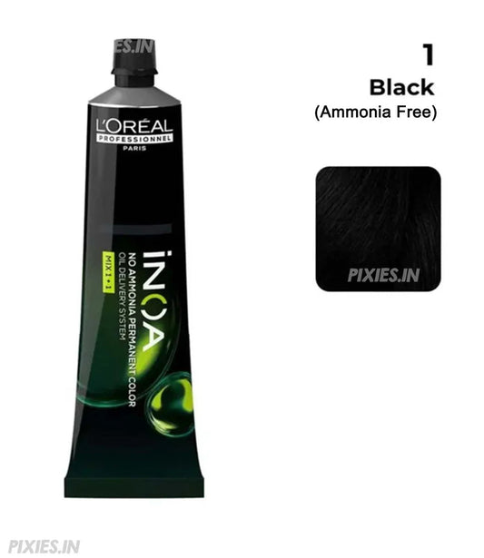 L'oreal Professionnel Paris INOA Ammonia-free Permanent Hair Color - 1 (Black) - 60Gm Click Beauty