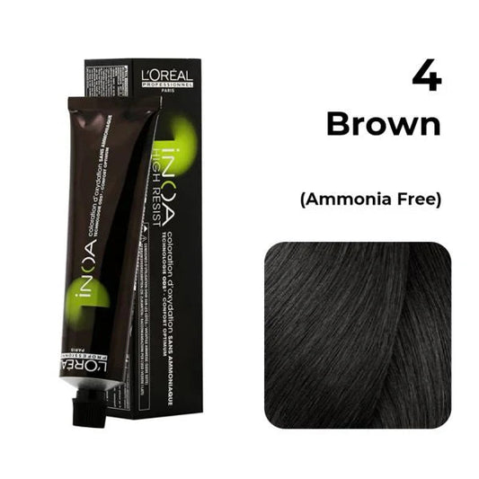 L'oreal Professionnel Paris INOA Ammonia-free Permanent Hair Color - 4 (Natural Brown) Click Beauty