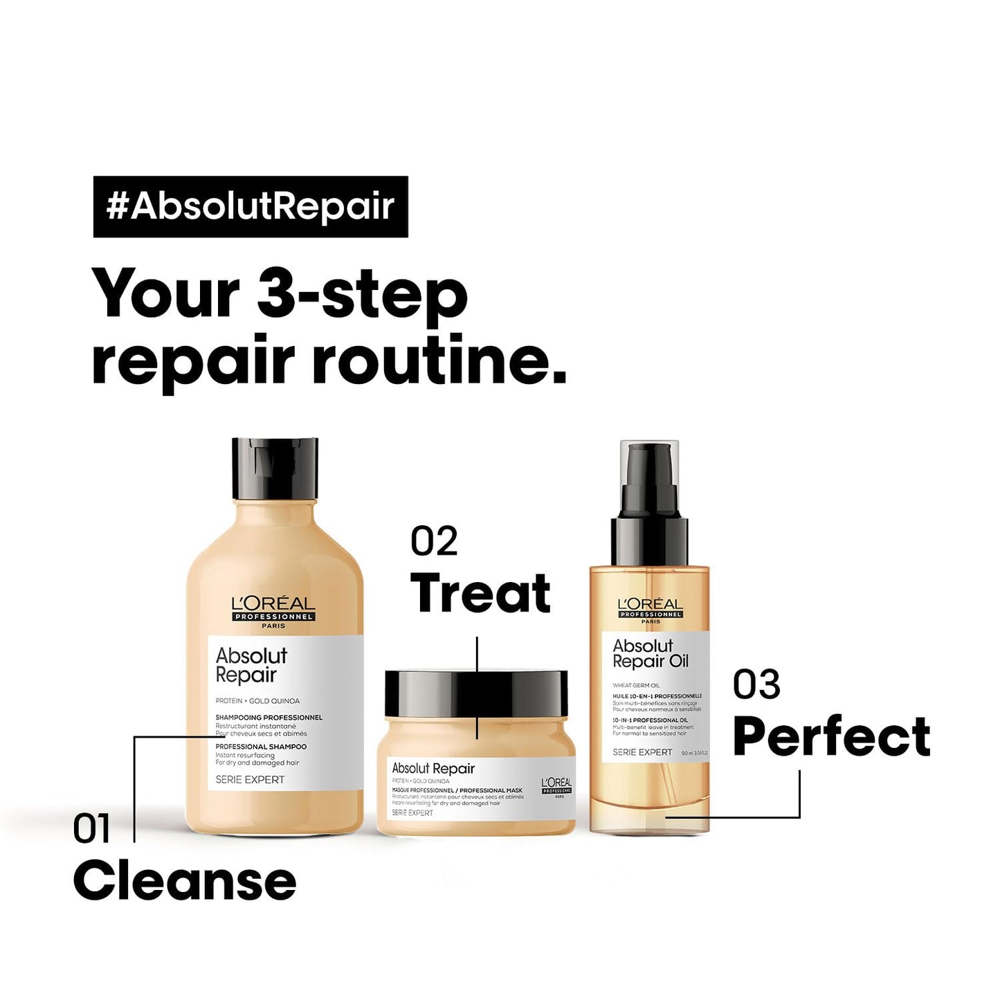 L'Oreal Professionnel Absolut Repair 10-in-1 Multi-Benefit Hair Serum for Dry Frizzy Hair - 90ml | L'Oreal Serum for dry and damaged hair
