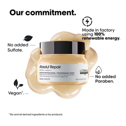 L'Oréal Professionnel Absolut Repair Mask for Dry & Damaged Hair - 250ml  For Men & Women