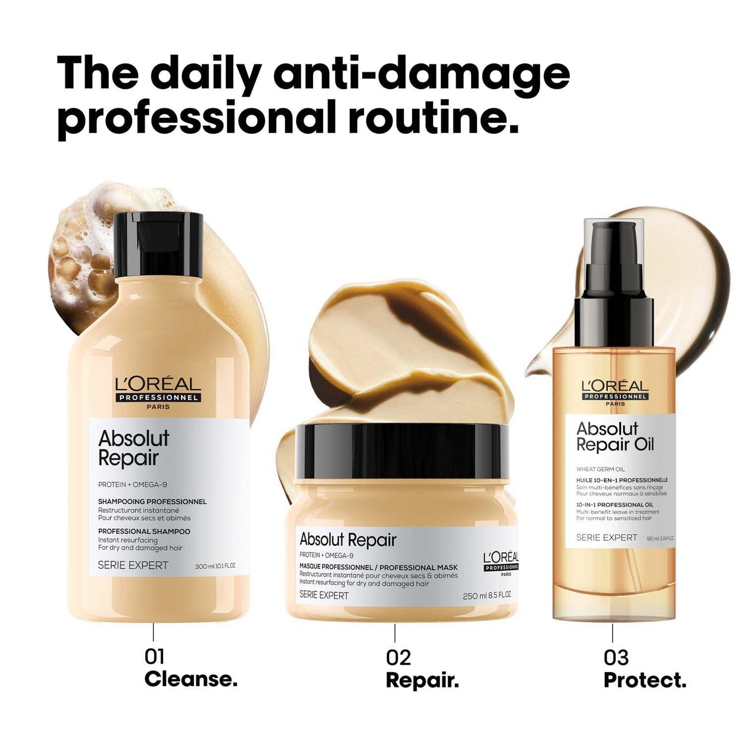 L'Oréal Professionnel Absolut Repair Shampoo for Dry & Damaged Hair - 300ml | For Men & Women