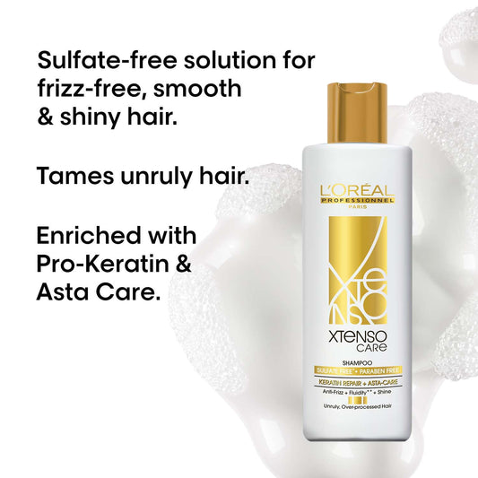 L'Oréal Professionnel Xtenso Care Sulfate-Free Shampoo – Frizz Control & Shine for All Hair Types | Keratin Repair & Asta-Care