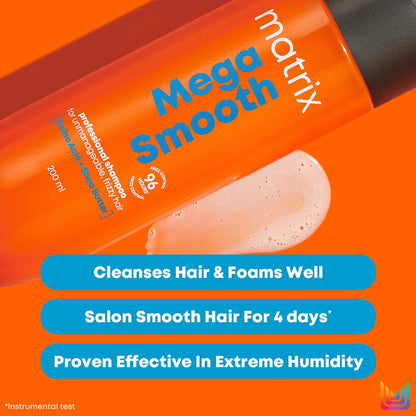 Matrix Mega Smooth Professional Shampoo with Shea Butter & Amino Acids, for Frizzy Hair | For All Hair Types | Paraben Free