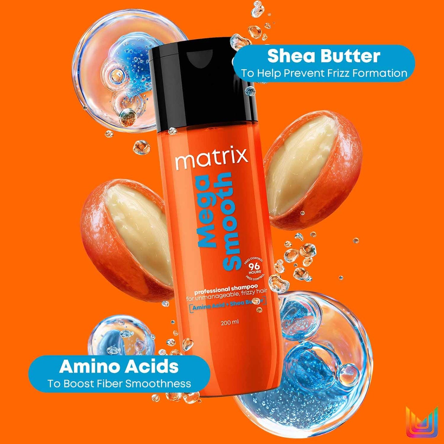 Matrix Mega Smooth Professional Shampoo with Shea Butter & Amino Acids, for Frizzy Hair | For All Hair Types | Paraben Free