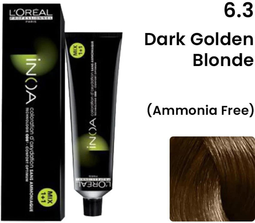 L'oreal Professionnel Paris INOA Ammonia-free Permanent Hair Color - 6.3 (Dark Golden Blonde) Click Beauty