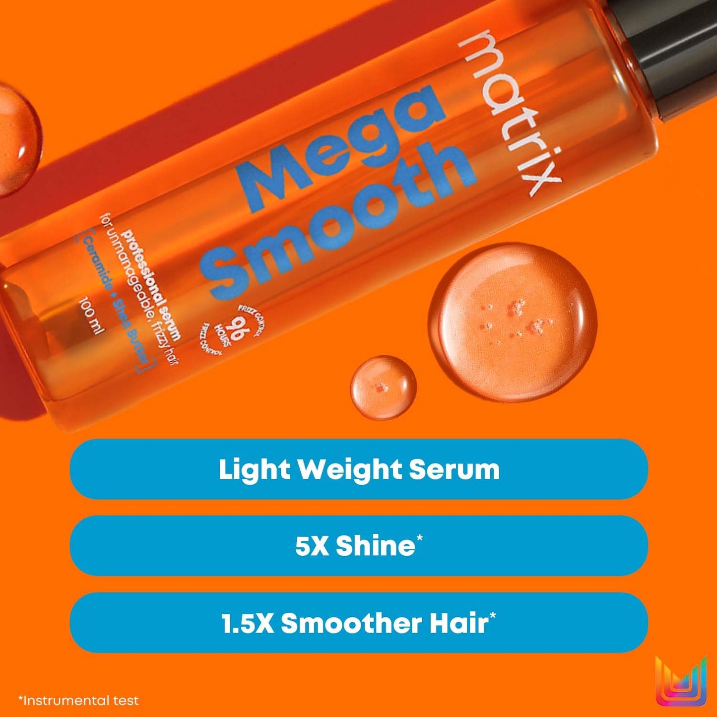 MATRIX Mega Smooth Anti-Frizz Serum with Shea Butter and Ceramides| For All Hair Types | 100ml