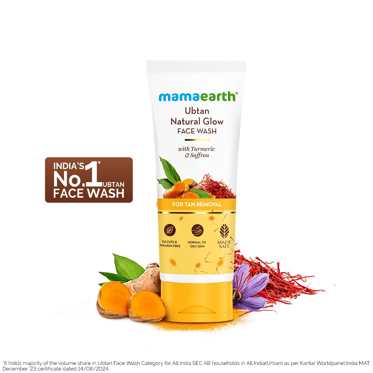 Mamaearth Ubtan Face Wash with Turmeric & Saffron for Tan Removal – 100ml